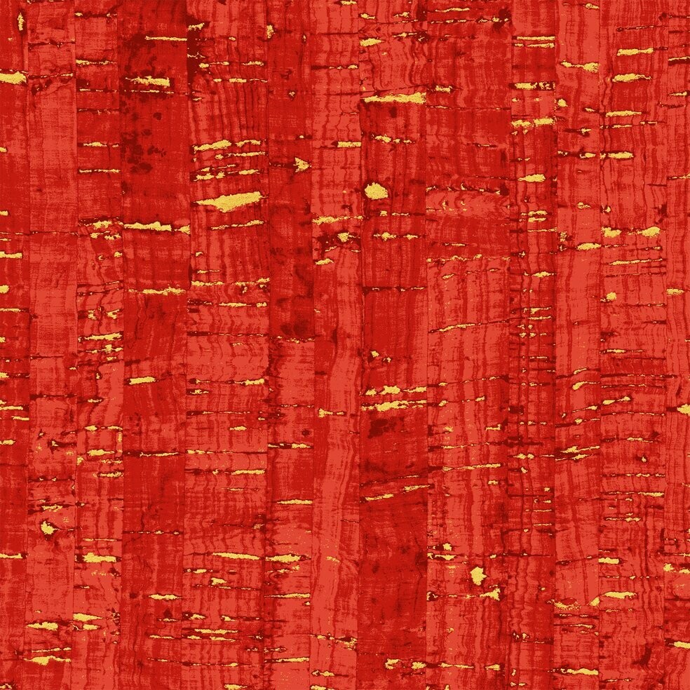 Patchworkstoff "Uncorked", Korkoptik, rot-gold, 19,50 €/m*