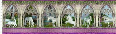 Patchworkstoff Patchworkstoff "Unicorns Border", Bordüre mit Einhörnern, fuchsia, 10,00 €/m*