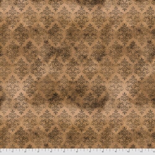 REST 40 cm, Patchworkstoff "Spellbound" Kollektion Regions Beyond mit Patina-Effekt, Ornamente, dunkelbeige- orange, Tim Holtz , 19,75€/m