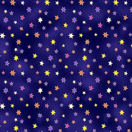 Patchworkstoff "Celestial Magic Indigo Stars" mit Metallic, Sternenhimmel, 19,50/m