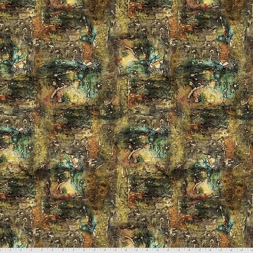 Patchworkstoff "Dropcloth Multi" mit Patina-Effekt, Farbsprenkel, gelb- olivgrün, Tim Holtz, 20,50€/m*