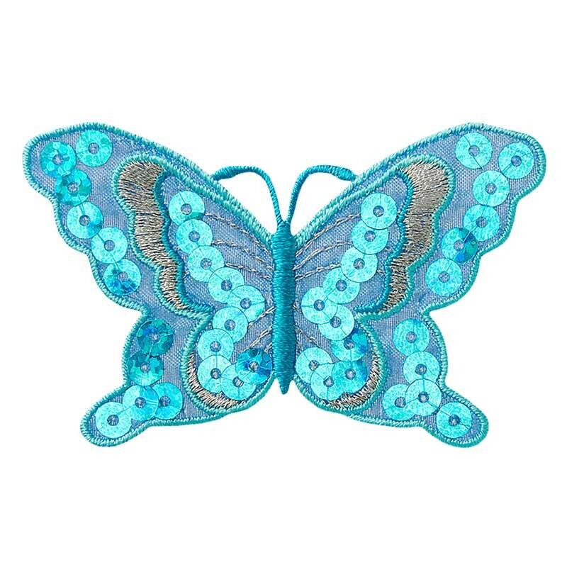 Schmetterlings-Applikation "Butterfly" mit Pailletten, türkis