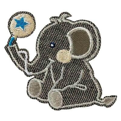 Applikation Applikation "Elefant mit Luftballon" zum Aufbügeln, dunkelgrau