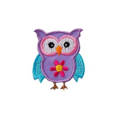Bestickte Applikation Bestickte Applikation "Eule" mit Blume, lila