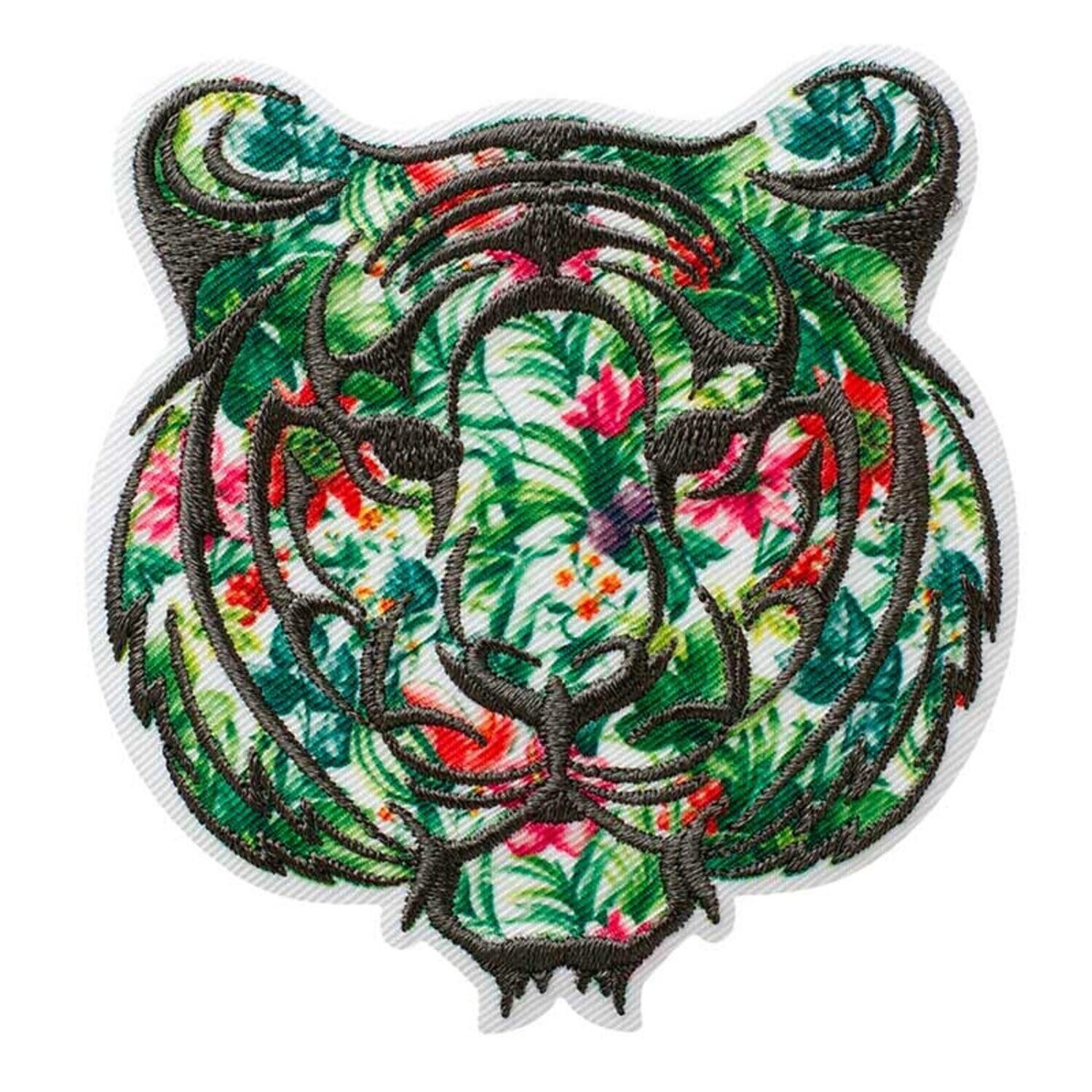 Bestickte Applikation "Flower Tiger", grün