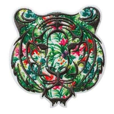 Bestickte Applikation Bestickte Applikation "Flower Tiger", grün