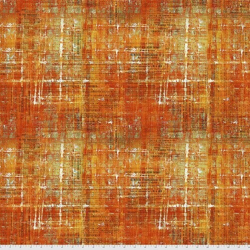 Patchworkstoff "Scraped Layers" mit Patina-Effekt, weiße Kratzer, orange-beige-gelb, von Tim Holtz , 20,50€/m