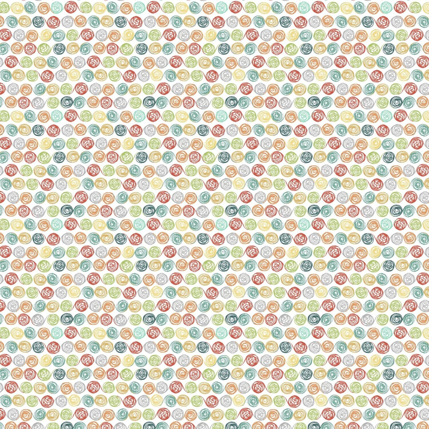 Patchworkstoff "Purrfect Day", lustige bunte Wollknäule, weiß, 14,00 €/m