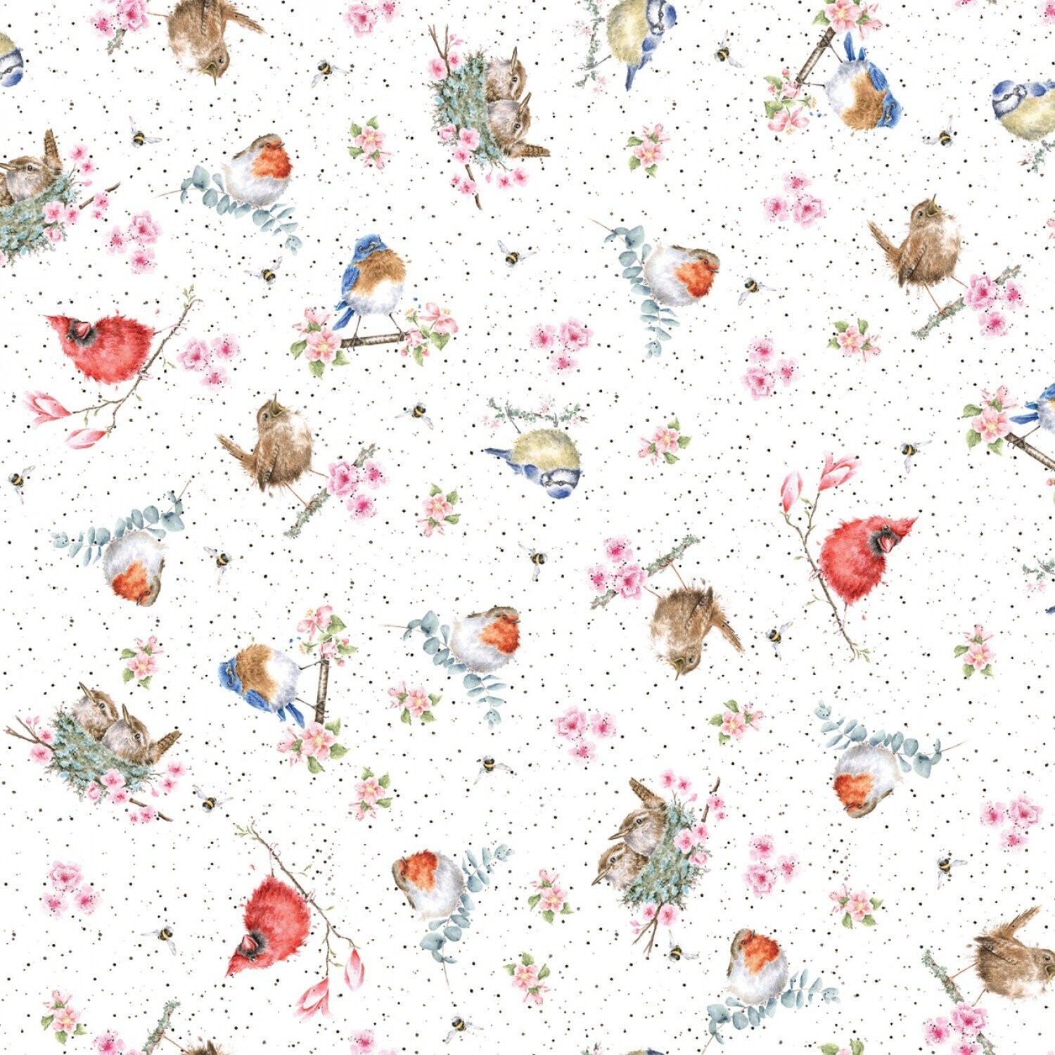 Patchworkstoff "Bramble Patch", Vögel, weiß, 19,80 €/m