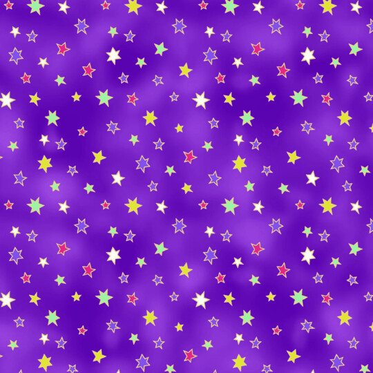 Patchworkstoff "Celestial Magic Dark Eggplant Stars" von Laurel Burch mit Metallic, Sternenhimmel, 19,50/m