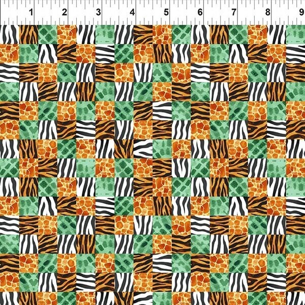 Patchworkstoff "Animal Patchwork", Jungle Friends, Schachbrettmuster mit Tierfell-Prints, 20,90 €/m*
