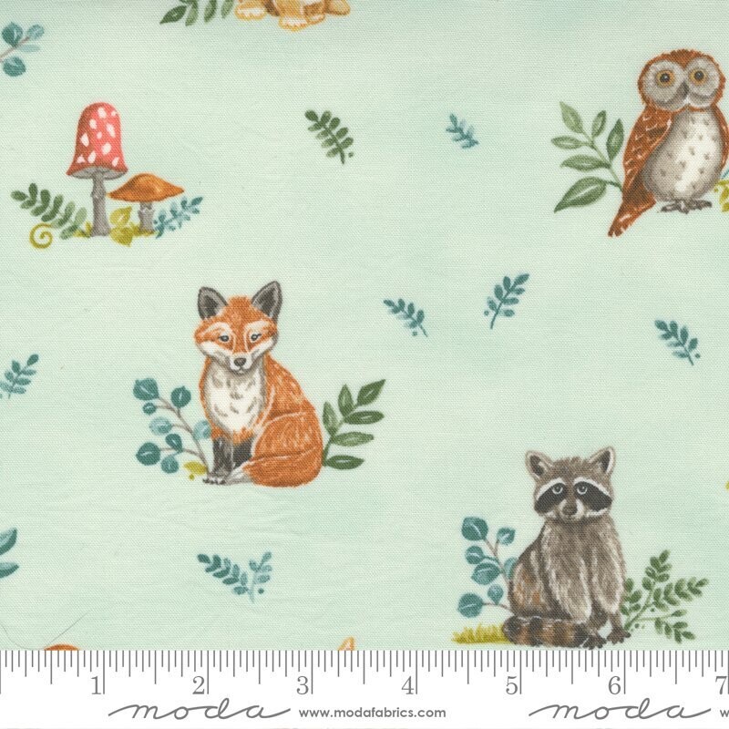 Patchworkstoff Patchworkstoff "Effie's Woods mint", Waldtiere, türkis, 19,80 €/m