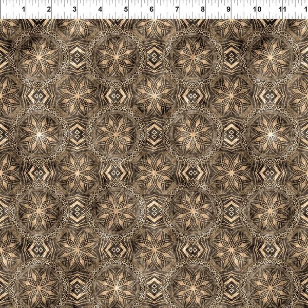 Patchworkstoff "Dragons- The Ancients", Emblems,  Ornamente mit keltischem Muster, beige-braun, 20,90/m