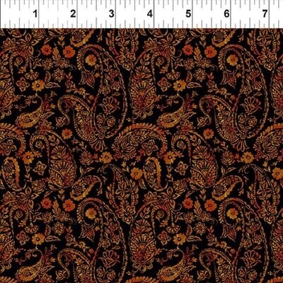 Patchworkstoff Patchworkstoff "Resplendent, Paisley - Autumn" mit Farbverlauf, Paisley, schwarz-orange, Jason Yenter, 20,50 €/m*