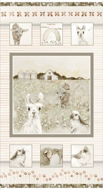60-cm-Panel Patchworkstoff "You Are Loved" , Lama Hase, Schaf, 19,49 €/m