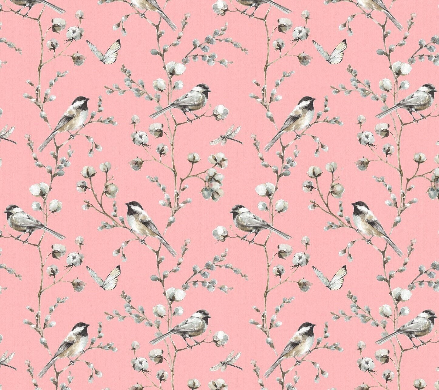 Patchworkstoff "A Country Weekend", Vögel, rosa, 14,50 €/m