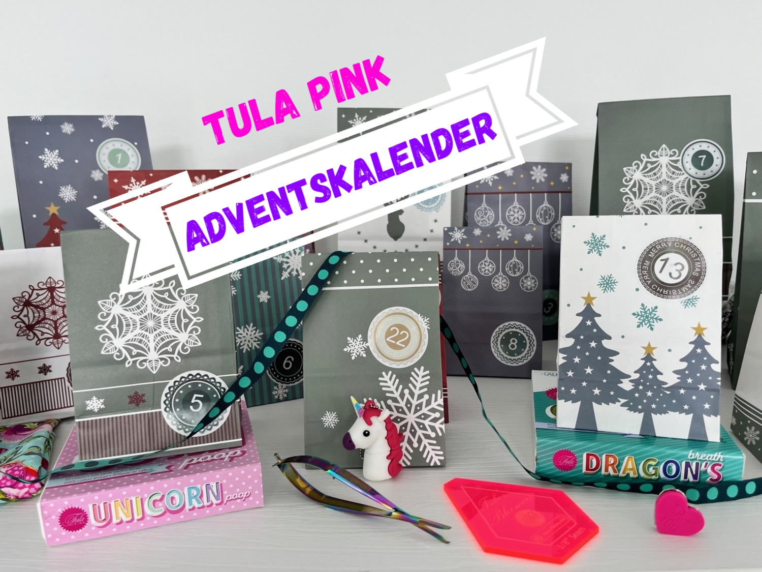 Adventskalender mit Produkten von Tula Pink