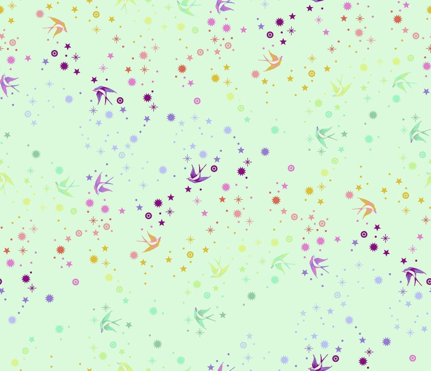 Patchworkstoff "Fairy Dust", Schwalben und Punkte, mintgrün, Tula Pink, 21,90/m