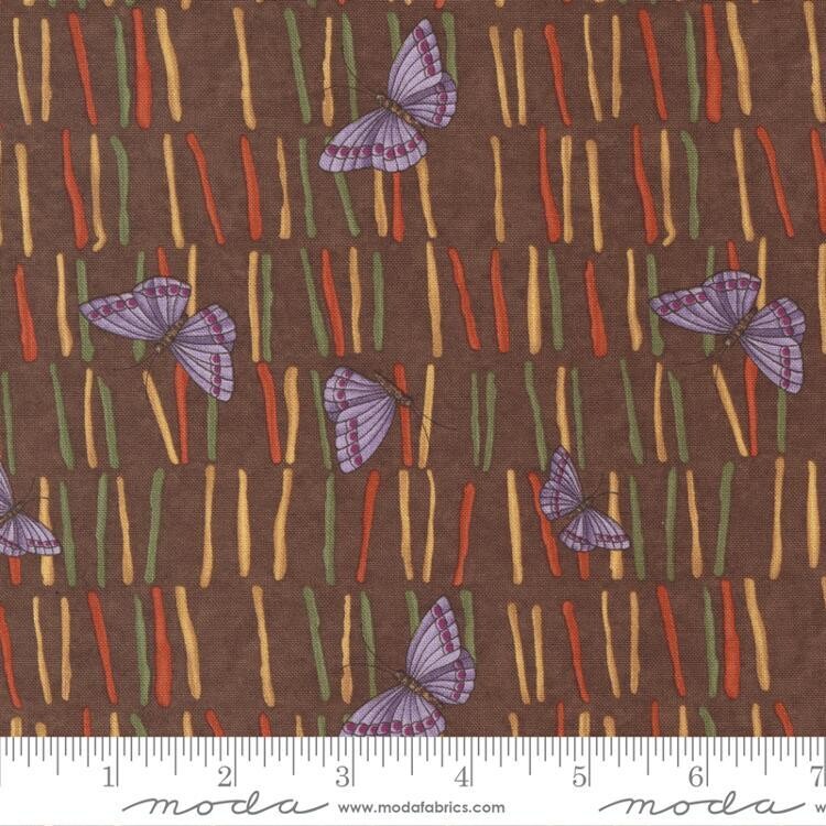 Patchworkstoff "Landscape Nature Butterflies", Sunflower Garden, Schmetterlinge, Strichel, braun, gelb, 21,50 €/m