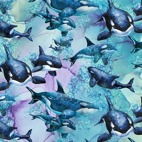 Patchworkstoff "Whale Song-Whales Blue Multi", Wale, multicolor, 22,50 €/m*