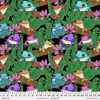 Patchworkstoff Patchworkstoff "Froggy Fun Times - Black", Frösche, 21,50 €/m