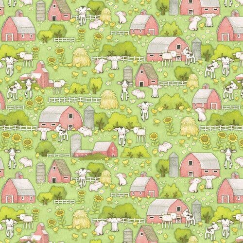 Patchworkstoff "Farm Scenic" Tiere auf dem Bauernhof, Kühe, Schafe, Schweine, 20,50€/m