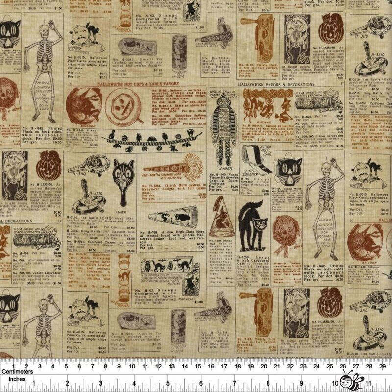 Patchworkstoff "Masquerade Multi" aus der Kollektion Regions Beyond im Shabby Style, beige-braun, von Tim Holtz, 20,50€/m*