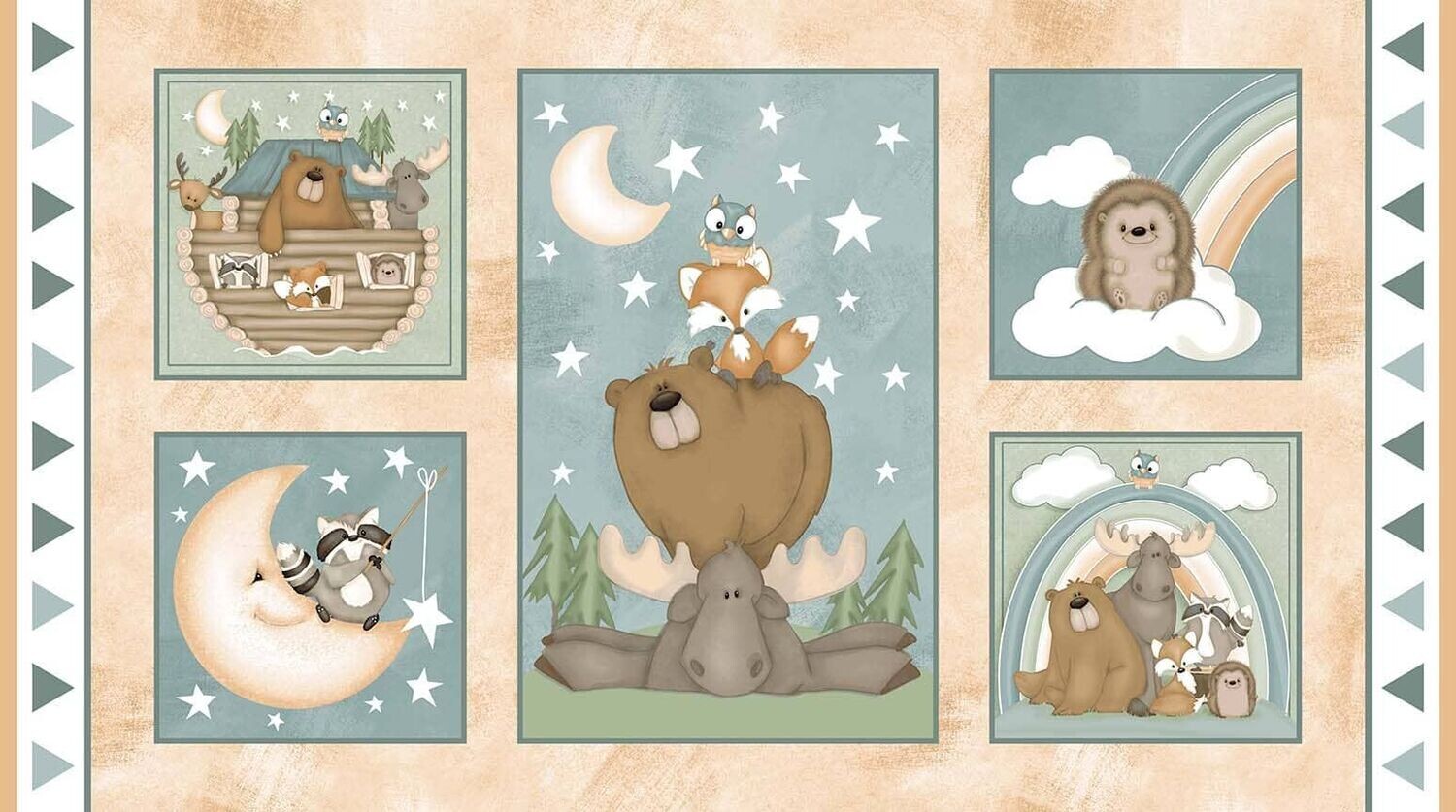 60-cm-Panel Patchworkstoff "Dream Big Little One" , Bär, Igel, Waschbär, 19,49 €/m