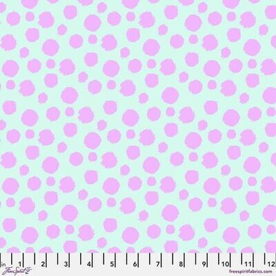 Überbreite 1,47m, MINKY, Tabby Road, Patchworkstoff Überbreite 1,47m, MINKY, Tabby Road, Patchworkstoff "Fur Ball - Technomint (Minky) ", Tupfen, pink, Tula Pink, 42,00/m