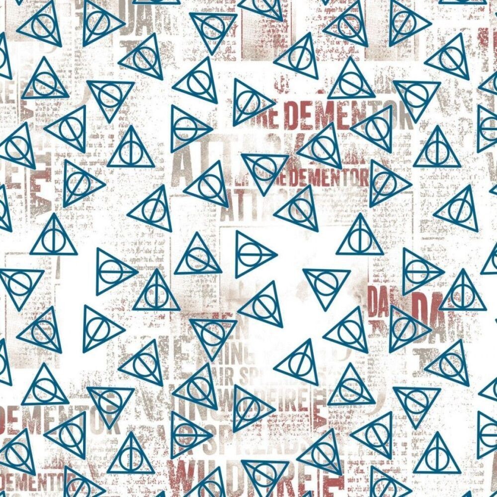 Lizenz-Patchworkstoff "Harry Potter©"  Heiligtümer des Todes,  weiß-blau, 21,50 €/m