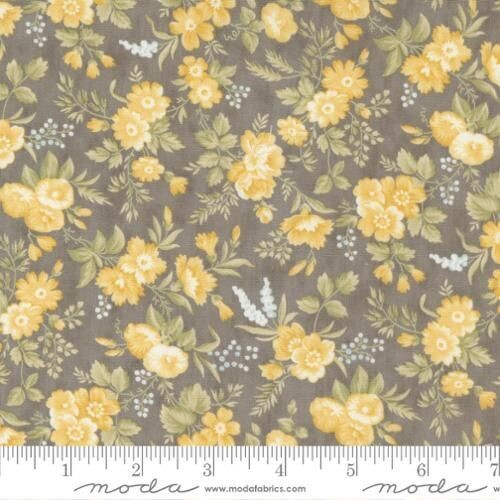 Patchworkstoff "Sweet Blossoms Florals", Honeybloom Honey, Blumen, gelb, grün, charcoal, weiß, 21,50 €/m