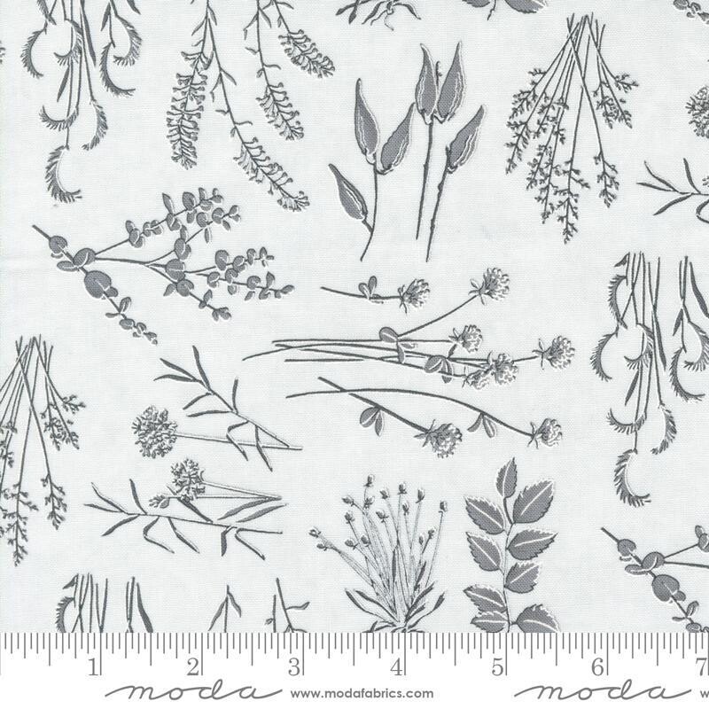 Patchworkstoff "Wild Things Landscape and Nature", Silhouettes Whisper, Gräser, Blumen, Grau, 21,50 €/m