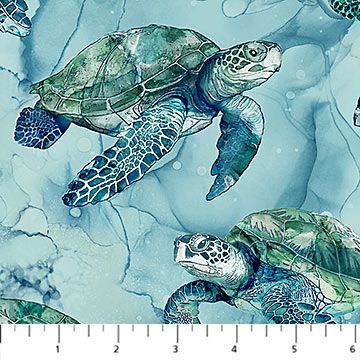 Patchworkstoff "Sea Breeze-Turtles Multi", Schildkröten, multicolor, 22,50 €/m*