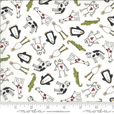 Patchworkstoff Patchworkstoff "Animal Crackers", Pinguin, Storch, Giraffe, Krokodil, Affe, naturweiß, 16,00 €/m*