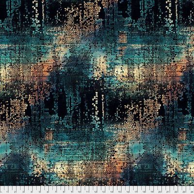 Patchworkstoff Patchworkstoff "Fractured Mosaic-Indigo" mit Patina-Effekt, Mosaik-Elemente, indigo, petrol, bronze Tim Holtz, 19,70€/m*