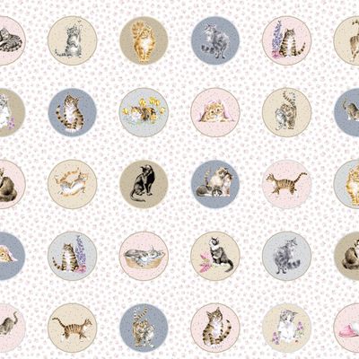 Panel Patchworkstoff Panel Patchworkstoff "Multi 3.75in Running Circles - Cats" aus der Kollektion Whiskers and Paws, 23,57 €/m