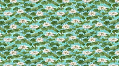 Patchworkstoff, Patchworkstoff, "Tranquil Waters Dragonflies and Water Lillies", Seerosen und Libellen, türkis, 22,50 €/m*
