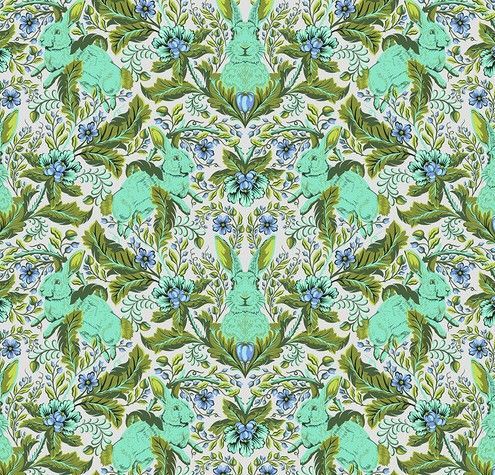 Patchworkstoff Patchworkstoff "Hoppy Go Lucky - Starlight" der Kollektion Full Moon Forest II, Hasen, türkis-multicolor, Tula Pink, 19,50/m