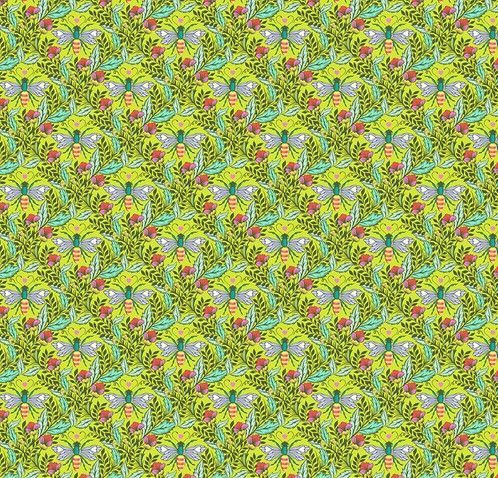 Patchworkstoff Patchworkstoff "Shake Your Honey Maker - Enchanted " der Kollektion Full Moon Forest II, Bienen, grün-multicolor, Tula Pink, 19,50/m