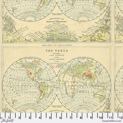 42 cm Patchworkstoff 42 cm Patchworkstoff "Green Map" mit Weltkarte von Tim Holtz , 20,48€/m