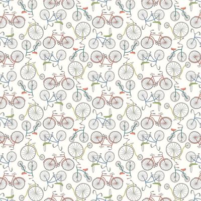 Patchworkstoff Patchworkstoff "Bicycles", Fahrräder, weiss, bunt, 21,50/m