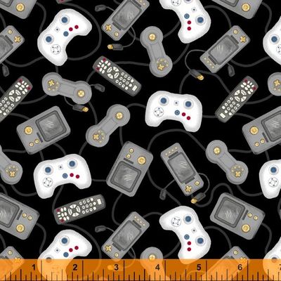 Patchworkstoff Patchworkstoff "Game Controllers Black", Controller Spielekonsolen, schwarz, 21,50/m