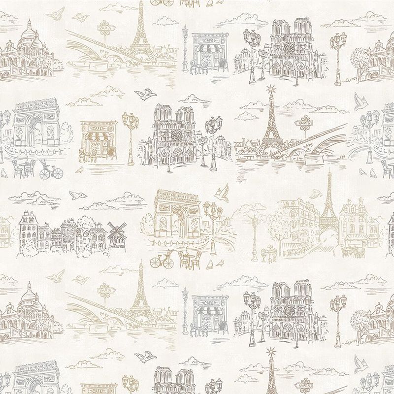 Patchworkstoff Patchworkstoff "J'aime Paris", Paris, Eiffelturm, Arc de Triomphe de l’Étoile, creme, 21,50/m