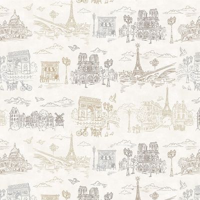 Patchworkstoff Patchworkstoff "J'aime Paris", Paris, Eiffelturm, Arc de Triomphe de l’Étoile, creme, 21,50/m