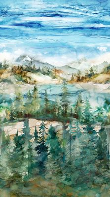Patchworkstoff Panel 60 cm, Patchworkstoff Panel 60 cm, "The Great Outdoors Panel", Landschaft in Aquarell, multicolor, 22,50 €/m*