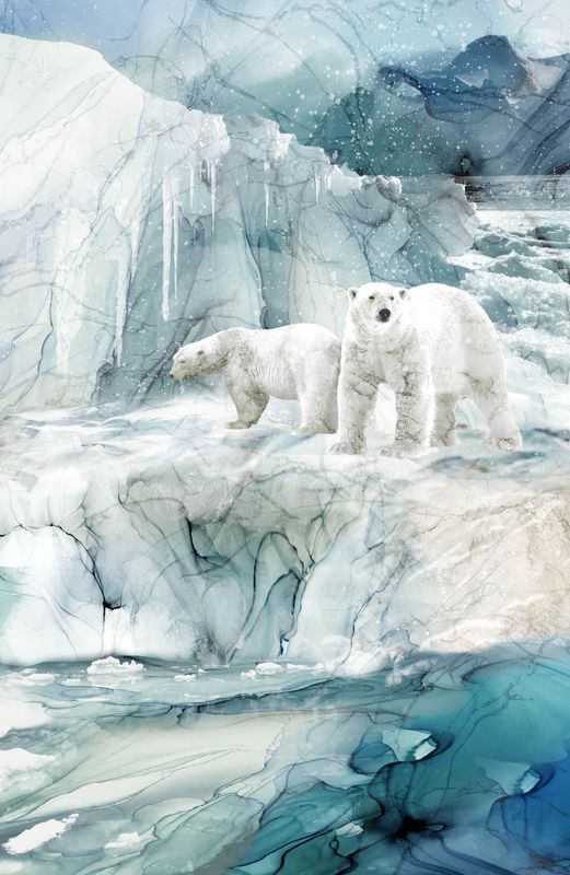 Patchworkstoff Panel 60 cm, Patchworkstoff Panel 60 cm, "Tundra Crossing Polarbear", Eisbären, multicolor, 22,50 €/m*