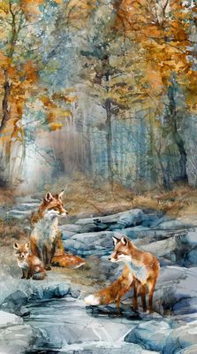 Patchworkstoff Panel 60 cm, Patchworkstoff Panel 60 cm, "Fox Den", Füchse, multicolor, 22,50 €/m*
