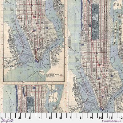 Patchworkstoff Patchworkstoff "Indigo Map" mit New Yorker Stadtplan von Tim Holtz , 20,50€/m