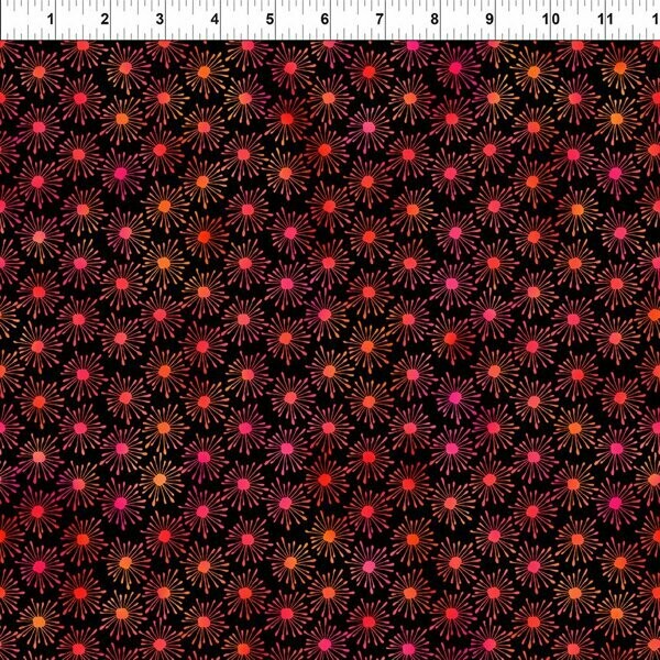 Patchworkstoff Patchworkstoff "Unusual Garden II Burst" mit Batikeffekt, Blumen, schwarz-rot, Jason Yenter, 19,00 €/m
