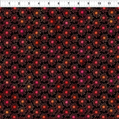 Patchworkstoff Patchworkstoff "Unusual Garden II Burst" mit Batikeffekt, Blumen, schwarz-rot, Jason Yenter, 19,00 €/m